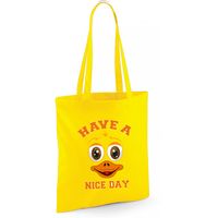 Schoudertas meisjes - eend - geel - have a nice day - 42 x 38 cm - shopper/tote bag