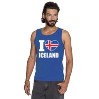 Blauw I love Ijsland fan singlet shirt/ tanktop heren