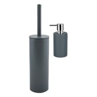 Spirella Badkamer accessoires set - WC-borstel/zeeppompje - donkergrijs - Badkameraccessoireset