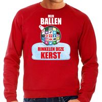 Rinkelende Kerstbal sweater / Kersttrui mijn ballen rinkelen rood voor heren