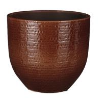 Plantenpot/bloempot Carrie - terracotta - kastanje bruin - flakes patroon - D20/H18 cm