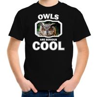 T-shirt owls are serious cool zwart kinderen - uilen/ uil shirt XL (158-164)  - - thumbnail