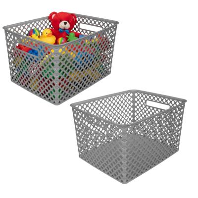 Storage Solutions Kast Opbergmand - 2x - van kunststof - grijs - 30 x 37 x 21 - 19 liter inhoud