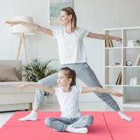 Vouwbare Zachte Vloer Mat met 2 Handgrepen Antislip Gymmat Fitnessmat Roze
