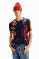 T-shirt met arty tekeningen - BLUE - L