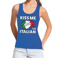 Kiss me I am Italian tanktop / mouwloos shirt blauw dames XL  -