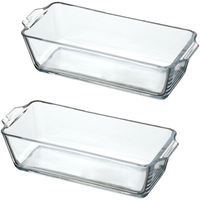 Chef Traiteur Ovenschaal van borosilicaat glas - 2x - rechthoek - 0.8 Liter - 23 x 10 x 6 cm