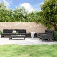 6-delige Loungeset massief grenenhout grijs