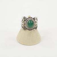 Zilveren Ring met Groene Onyx Maat 17 (Sterling Zilver 925)