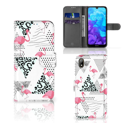Huawei Y5 (2019) | Telefoonhoesje | Met pasjeshouder | Flamingo Triangle