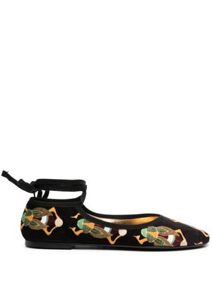 La DoubleJ ballerines Winter en velours - Noir