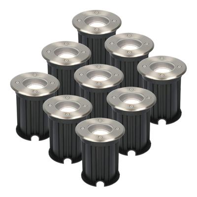 Set van 9 Maisy LED Grondspot - Dimbaar - Rond - Ø12cm - GU10 - 5 Watt 400 Lumen - 6000K daglicht wit - RVS - IP67 waterdicht - Tuinspot - Oprit