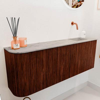 Toiletmeubel Mondiaz Joya Dlux | 111.6 cm | Meubelkleur Ruby | Faye wastafel Glace Wasbak Rechts | Zonder kraangat(en)