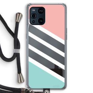 Strepen pastel: Oppo Find X3 Transparant Hoesje met koord