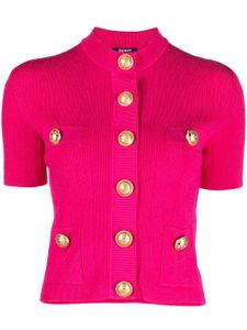 Balmain cardigan boutonné à manches courtes - Rose