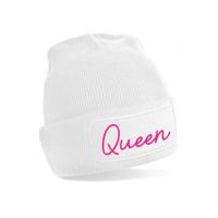 Wintersport muts voor dames - Queen - wit - one size - volwassenen - Apres ski beanie - thumbnail