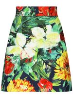 Dolce & Gabbana floral-print high-waisted miniskirt - Vert - thumbnail