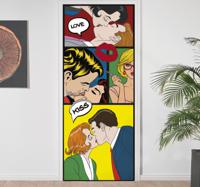 Tienerkamer deursticker pop art zoenende koppels