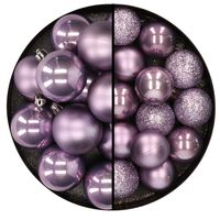 30x stuks kunststof kerstballen lila paars 3 en 4 cm - thumbnail