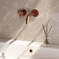 Brauer Copper Edition ColdStart wastafelkraan inbouw gebogen uitloop en rozetten model B2 koper geborsteld PVD