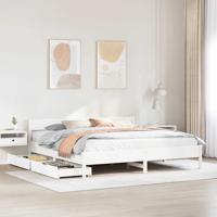 Bedframe zonder matras massief grenenhout wit 200x200 cm