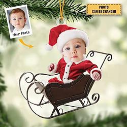 kerstversiering 2d acryl gepersonaliseerde fotocadeaus hangende hanger kerstdecoratie aangepaste schattige babyauto Lightinthebox