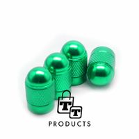 TT-products ventieldoppen Green Bullets aluminium 4 stuks groen - auto ventieldop - ventieldopjes