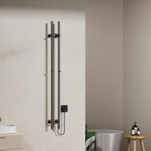 Belrad Rod staafhanddoekdroger - 150x16,8x12,7 cm - elektrisch - dubbel - 120w - 2,5cm - gunmetal HS1513GM