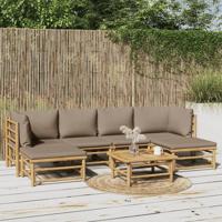 7-delige Loungeset met kussens bamboe taupe