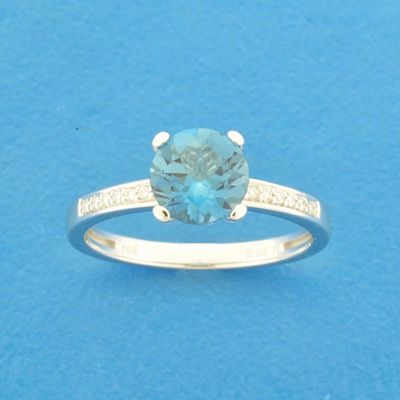 Ring London Blue Topaas En Diamant 0.05ct H Si