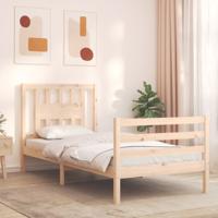 Bedframe met hoofdbord massief hout 90x200 cm