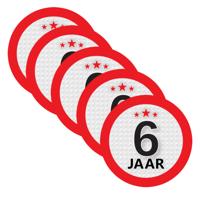6 jaar leeftijd verjaardag sticker - 30x - rond - Dia 9 cm - 6 jaar jubileum - versiering