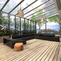 11-delige Loungeset met kussens poly rattan zwart