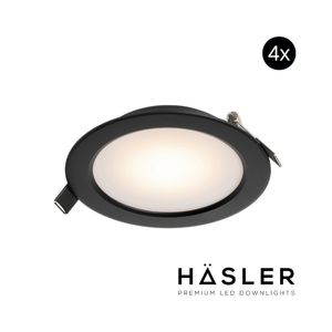 Inbouwspot Häsler Zamorra Incl. Fase Aansnijding Dimbaar 13.7 cm 8 Watt Warm Wit Zwart Set 4x