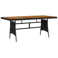Tuintafel 160x70x72 cm poly rattan en massief acaciahout zwart