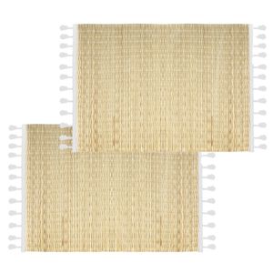 Set van 12x stuks placemats met franjes wit bamboe 45 x 30