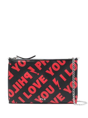 Philosophy Di Lorenzo Serafini sac à bandoulière I Love You en cuir - Noir