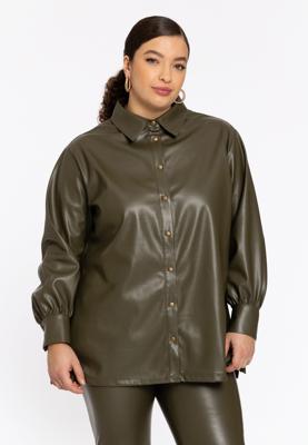 Yoek Blouse LEATHER | Licht Groen | Maat 54/56