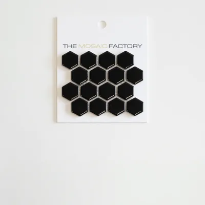 The Mosaic Factory Barcelona Mozaiek Tegel Hexagon - Zwart Porselein Geglazuurd 260x300 mm