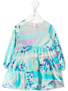 PUCCI Junior robe imprimée à volants superposés - Bleu