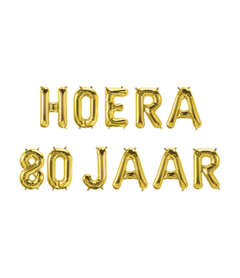 Set Folie Ballonnen - Hoera 80 Jaar Goud