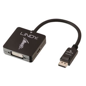 Lindy 41028 Display port/HDMI VGA/DVI Zwart kabeladapter/verloopstukje