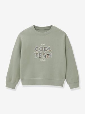 Cool Team Meisje sweater Liberty stof biologisch katoen CYRILLUS blauwgroen