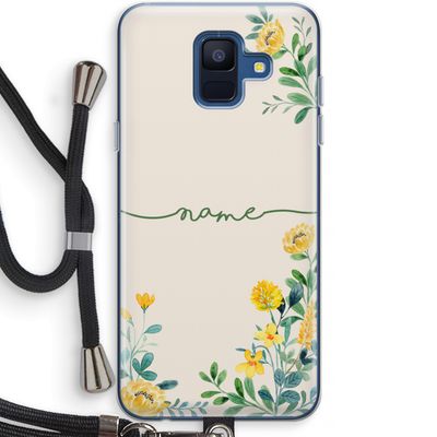 Gele bloemen: Samsung Galaxy A6 (2018) Transparant Hoesje met koord