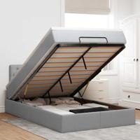 Ottoman bed met matras en LED's 120x190 cm stof lichtgrijs