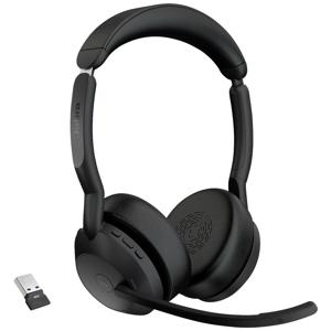 Jabra Evolve2 55 MS Stereo On Ear headset Computer Bluetooth Stereo Zwart Noise Cancelling, Ruisonderdrukking (microfoon) Headset, Microfoon uitschakelbaar