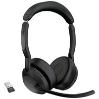 Jabra Evolve2 55 MS Stereo On Ear headset Computer Bluetooth Stereo Zwart Noise Cancelling, Ruisonderdrukking (microfoon) Headset, Microfoon uitschakelbaar - thumbnail