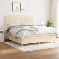 Boxspring met matras stof crèmekleurig 180x200 cm