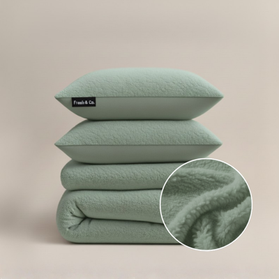 Sale: -30% | Dekbedovertrek Teddy - Zacht Groen - Lits-Jumeaux (240x220 Cm) - Groen Microvezel Teddy - Effen - Fresh And Co - Dekbed-Discounter.nl