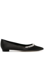 Manolo Blahnik ballerines Olarana en satin - Noir - thumbnail